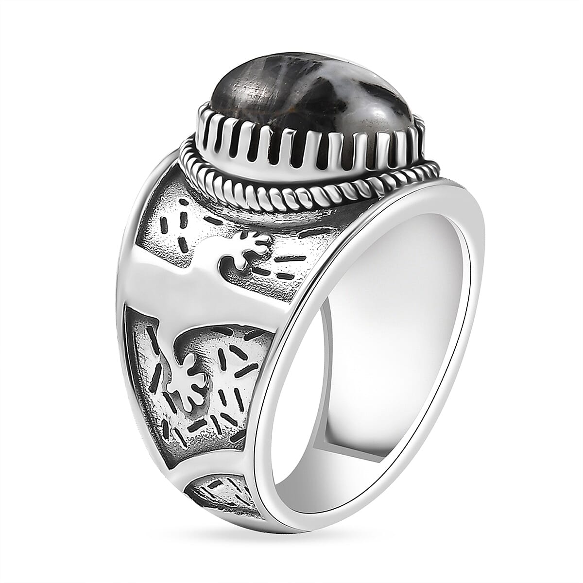 D'Joy Artisan Crafted White Buffalo 6.00 ctw Spirit of the Sands Ring in Sterling Silver (Size 8.0)  image number 3