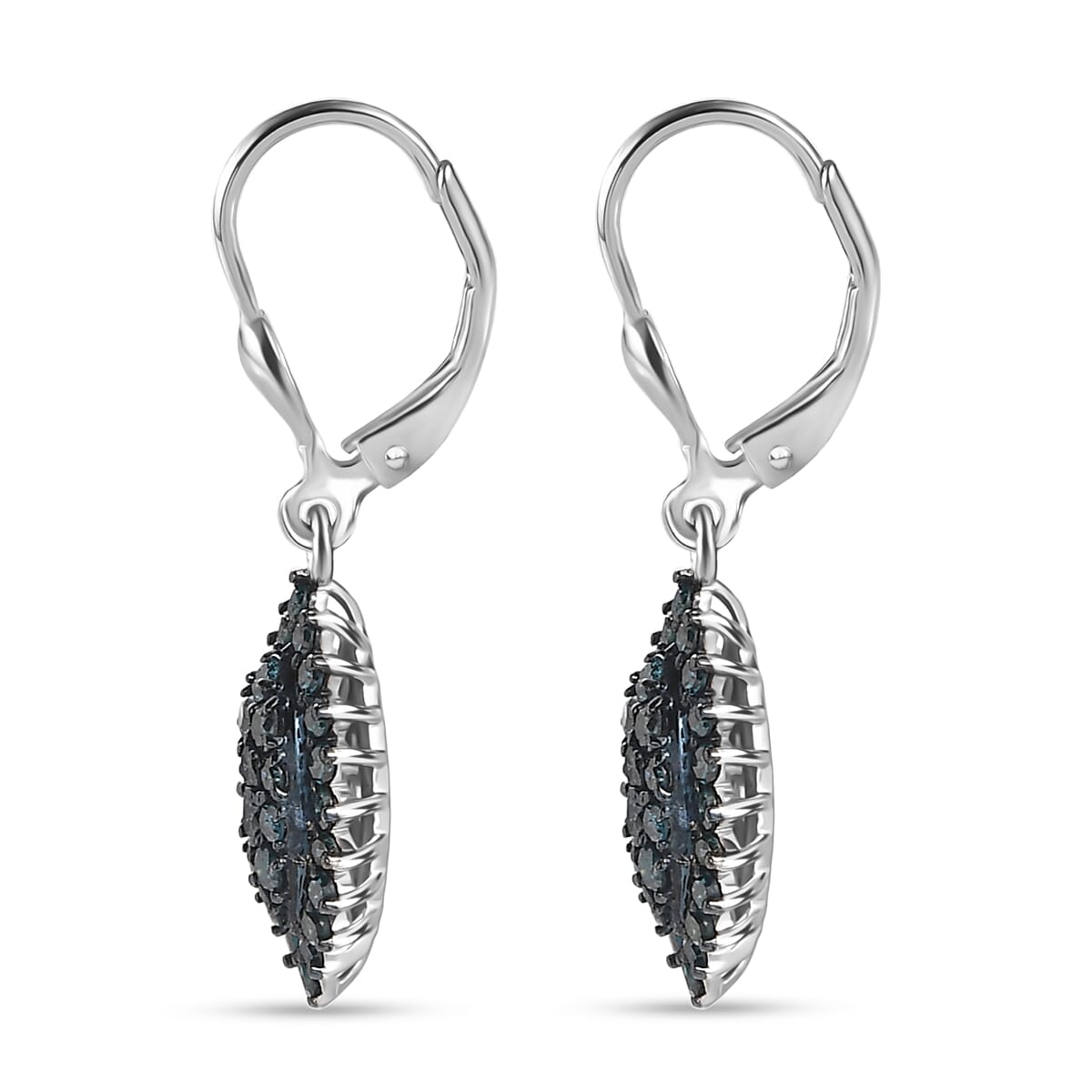 D’Joy Blue Diamond 1.00 ctw Earrings in Rhodium Over Sterling Silver image number 3