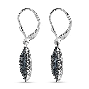 D'Joy Blue Diamond 1.00 ctw Earrings in Rhodium Over Sterling Silver