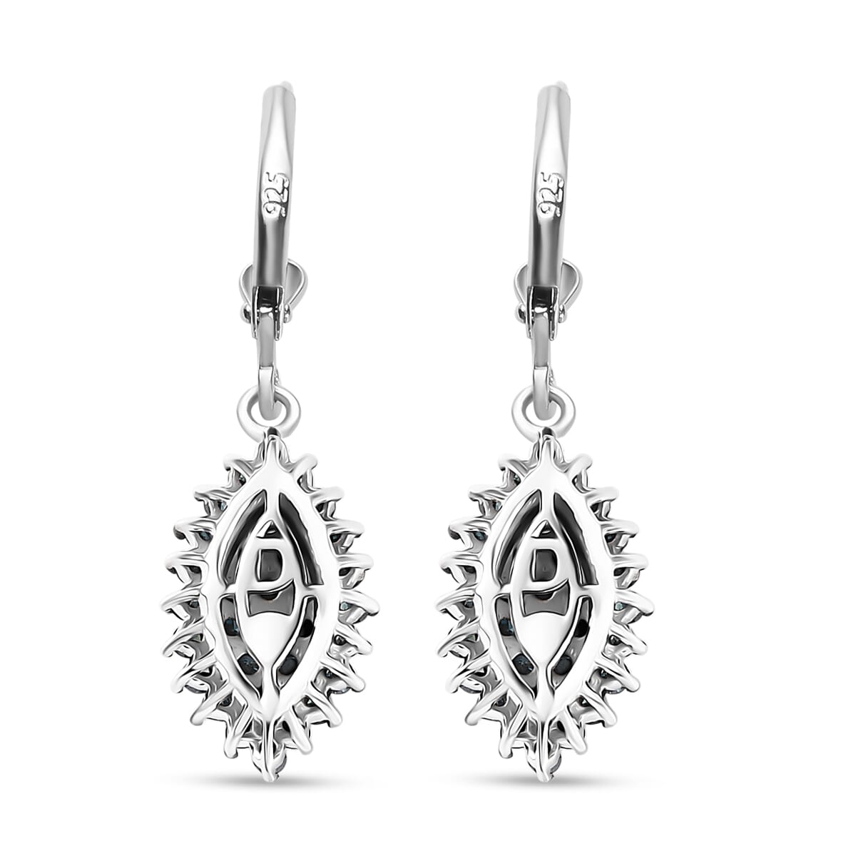 D’Joy Blue Diamond 1.00 ctw Earrings in Rhodium Over Sterling Silver image number 4