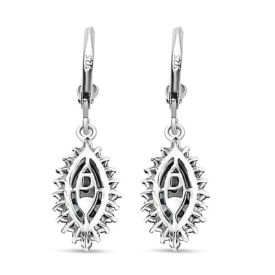 D'Joy Blue Diamond 1.00 ctw Earrings in Rhodium Over Sterling Silver