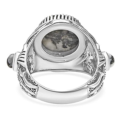 D'Joy Artisan Crafted White Buffalo 7.65 ctw Men's Ring in Sterling Silver (Size 10.0) 