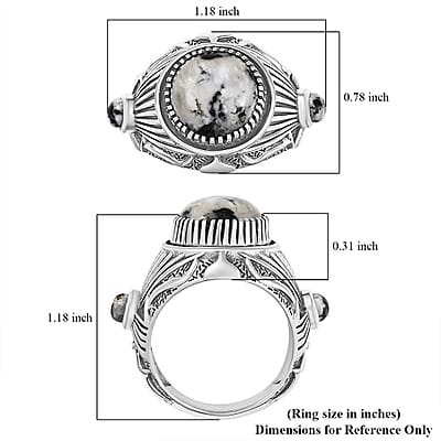 D'Joy Artisan Crafted White Buffalo 7.65 ctw Men's Ring in Sterling Silver (Size 10.0) 