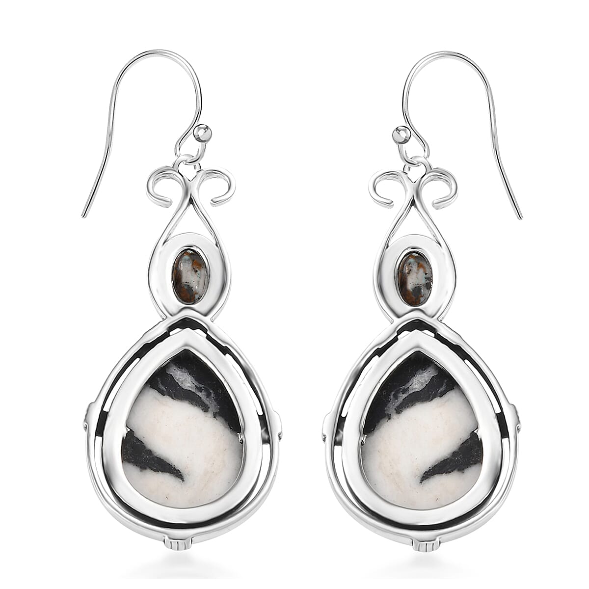 D'Joy Artisan Crafted White Buffalo and Blue Horizon Turquoise 3.90 ctw Earrings in Sterling Silver