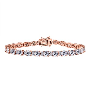 D&rsquo;Joy Moissanite (Rnd 5mm) Bracelet in 18K Vermeil RG Over Sterling Silver (7.50 In) 12.80 ctw