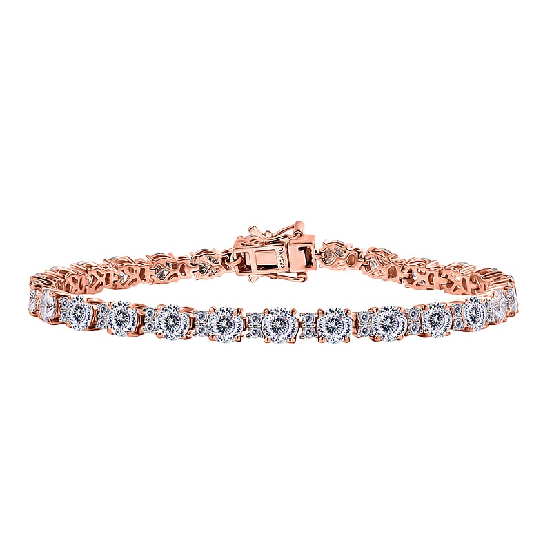 D’Joy Moissanite 12.80 ctw Bracelet in 18K Vermeil Rose Gold Over Sterling Silver (7.50 In)