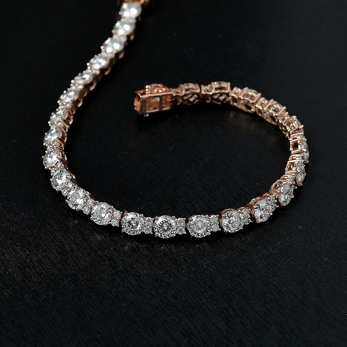 D&rsquo;Joy Moissanite (Rnd 5mm) Bracelet in 18K Vermeil RG Over Sterling Silver (7.50 In) 12.80 ctw image number 1