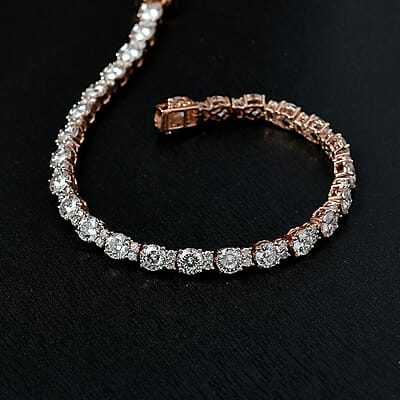 D’Joy Moissanite 12.80 ctw Bracelet in 18K Vermeil Rose Gold Over Sterling Silver (7.50 In)