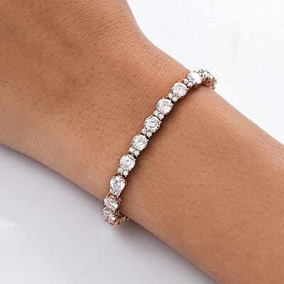 D’Joy Moissanite 12.80 ctw Bracelet in 18K Vermeil Rose Gold Over Sterling Silver (7.50 In)