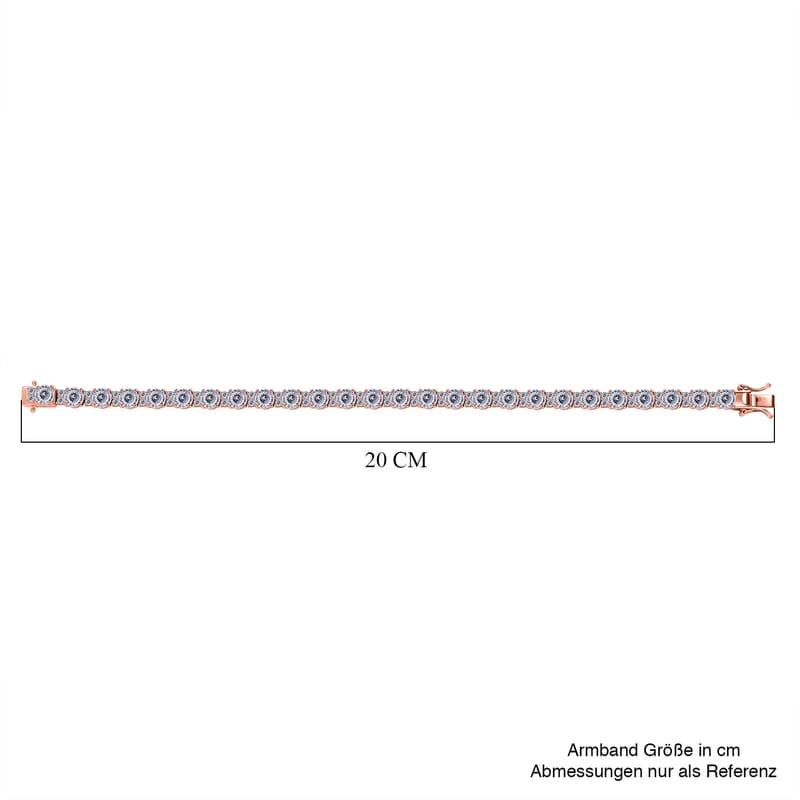 D’Joy Moissanite 12.80 ctw Bracelet in 18K Vermeil Rose Gold Over Sterling Silver (7.50 In)