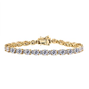D'Joy Moissanite 12.80 ctw Bracelet in 18K Vermeil Yellow Gold Over Sterling Silver (7.50 In)
