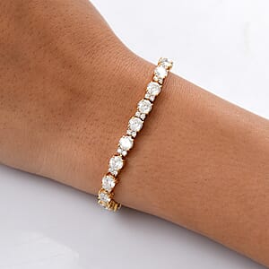 D'Joy Moissanite 12.80 ctw Bracelet in 18K Vermeil Yellow Gold Over Sterling Silver (7.50 In)