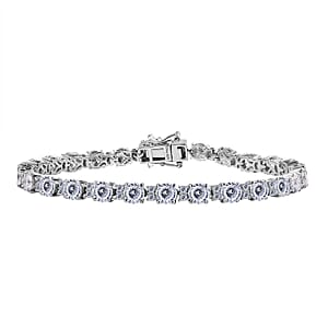 D&rsquo;Joy Moissanite 12.80 ctw Bracelet in Rhodium Over Sterling Silver (7.50 In)