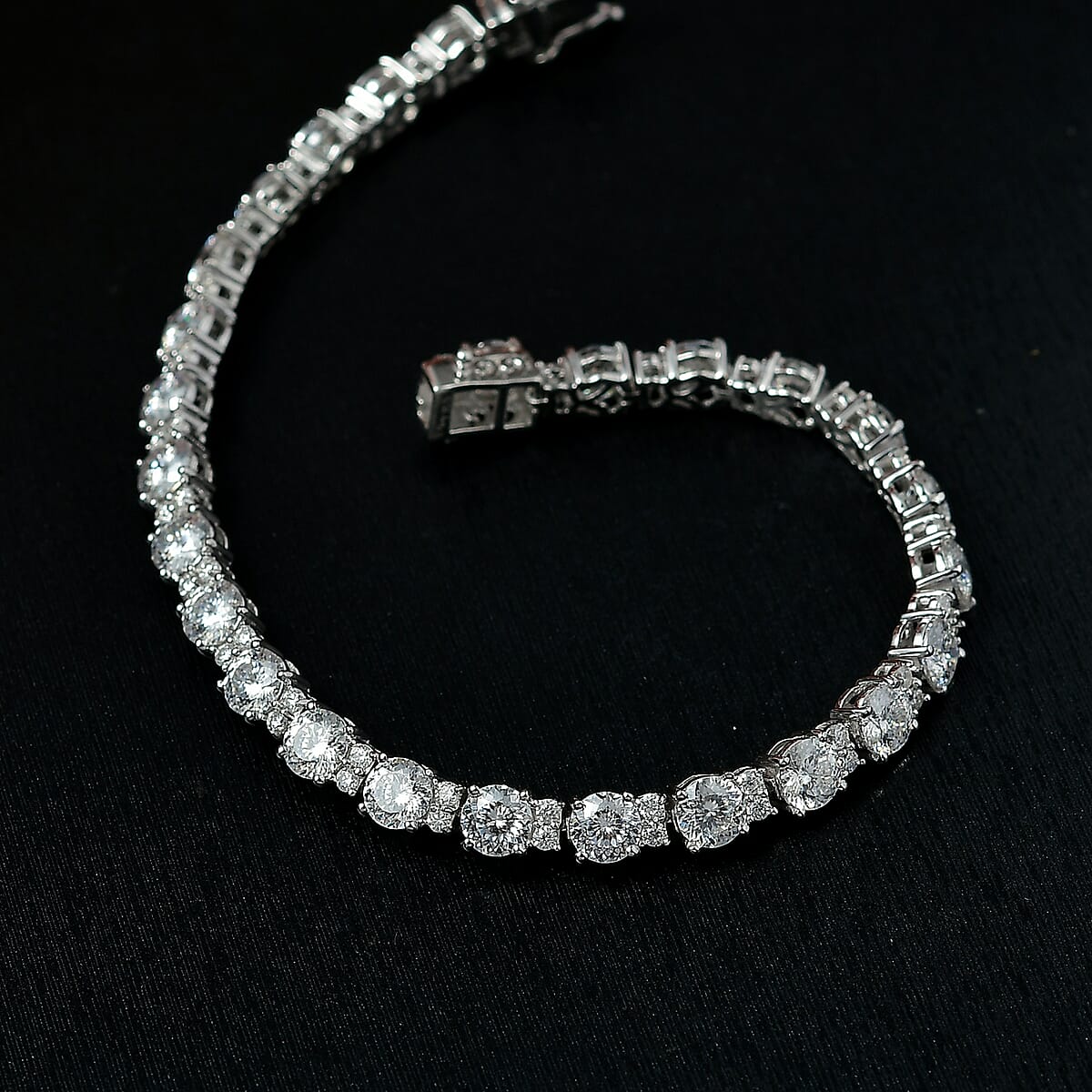 D&rsquo;Joy Moissanite 12.80 ctw Bracelet in Rhodium Over Sterling Silver (7.50 In) image number 1