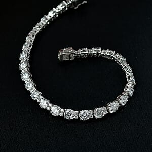 D&rsquo;Joy Moissanite 12.80 ctw Bracelet in Rhodium Over Sterling Silver (7.50 In)