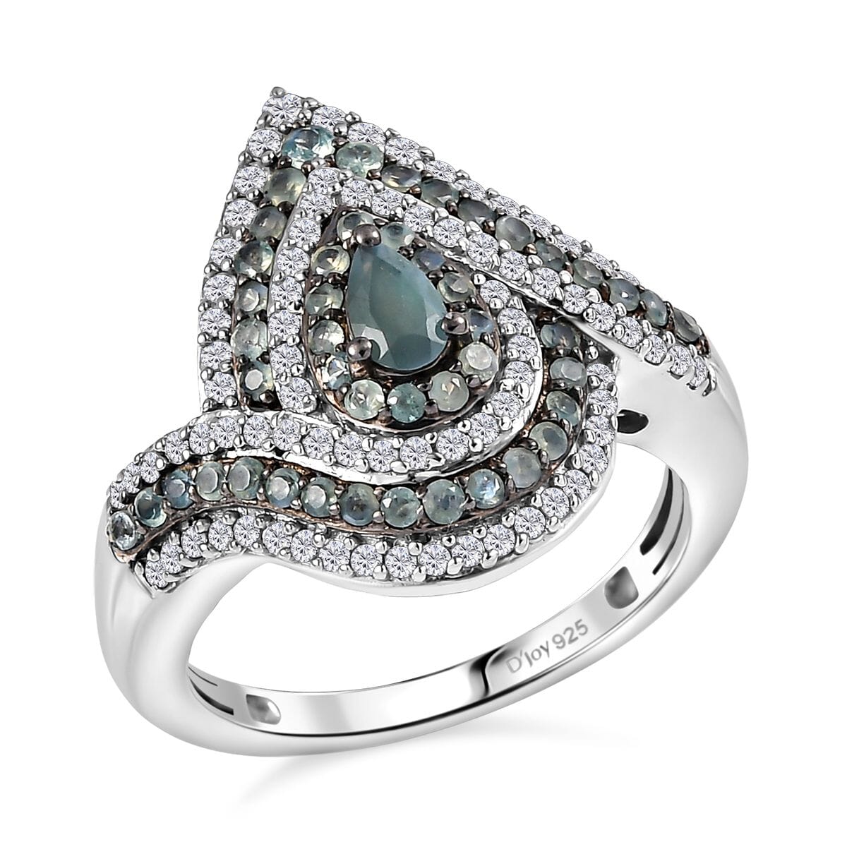 D'Joy Narsipatnam Alexandrite and White Zircon 1.70 ctw  Wave of Illusion Ring in Rhodium Over Sterling Silver (Size 10.0) image number 0