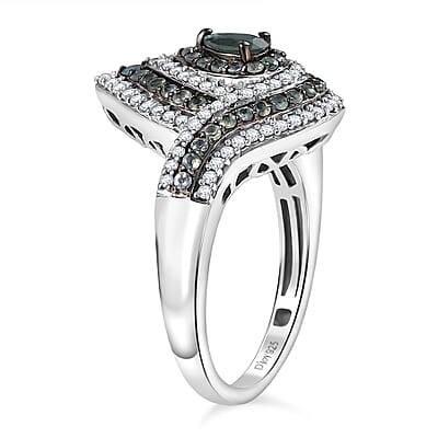 D'Joy Narsipatnam Alexandrite and White Zircon 1.70 ctw  Wave of Illusion Ring in Rhodium Over Sterling Silver (Size 10.0)