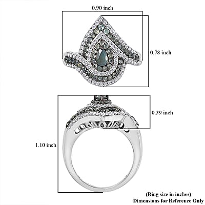 D'Joy Narsipatnam Alexandrite and White Zircon 1.70 ctw  Wave of Illusion Ring in Rhodium Over Sterling Silver (Size 10.0)