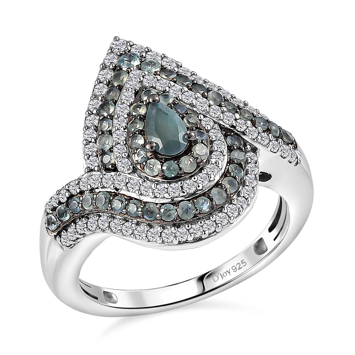 D'Joy Narsipatnam Alexandrite and White Zircon 1.70 ctw  Wave of Illusion Ring in Rhodium Over Sterling Silver (Size 6.0) image number 0