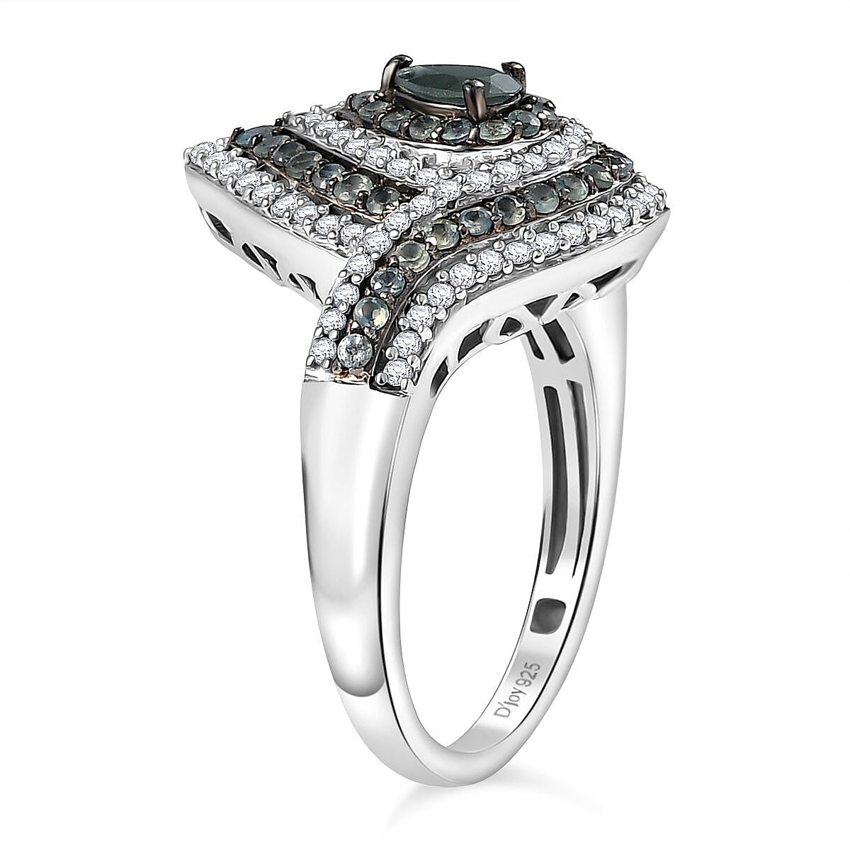 D'Joy Narsipatnam Alexandrite and White Zircon 1.70 ctw  Wave of Illusion Ring in Rhodium Over Sterling Silver (Size 6.0) image number 3