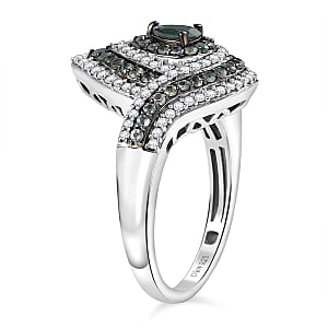D'Joy Narsipatnam Alexandrite and White Zircon 1.70 ctw  Wave of Illusion Ring in Rhodium Over Sterling Silver (Size 6.0)