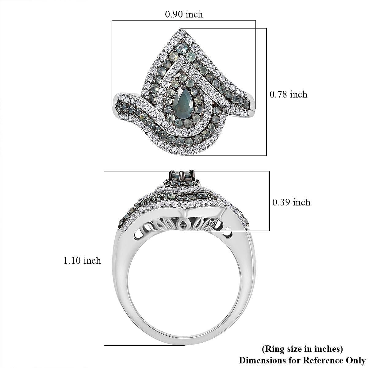 D'Joy Narsipatnam Alexandrite and White Zircon 1.70 ctw Wave of Illusion Ring in Rhodium Over Sterling Silver (Size 7.0)