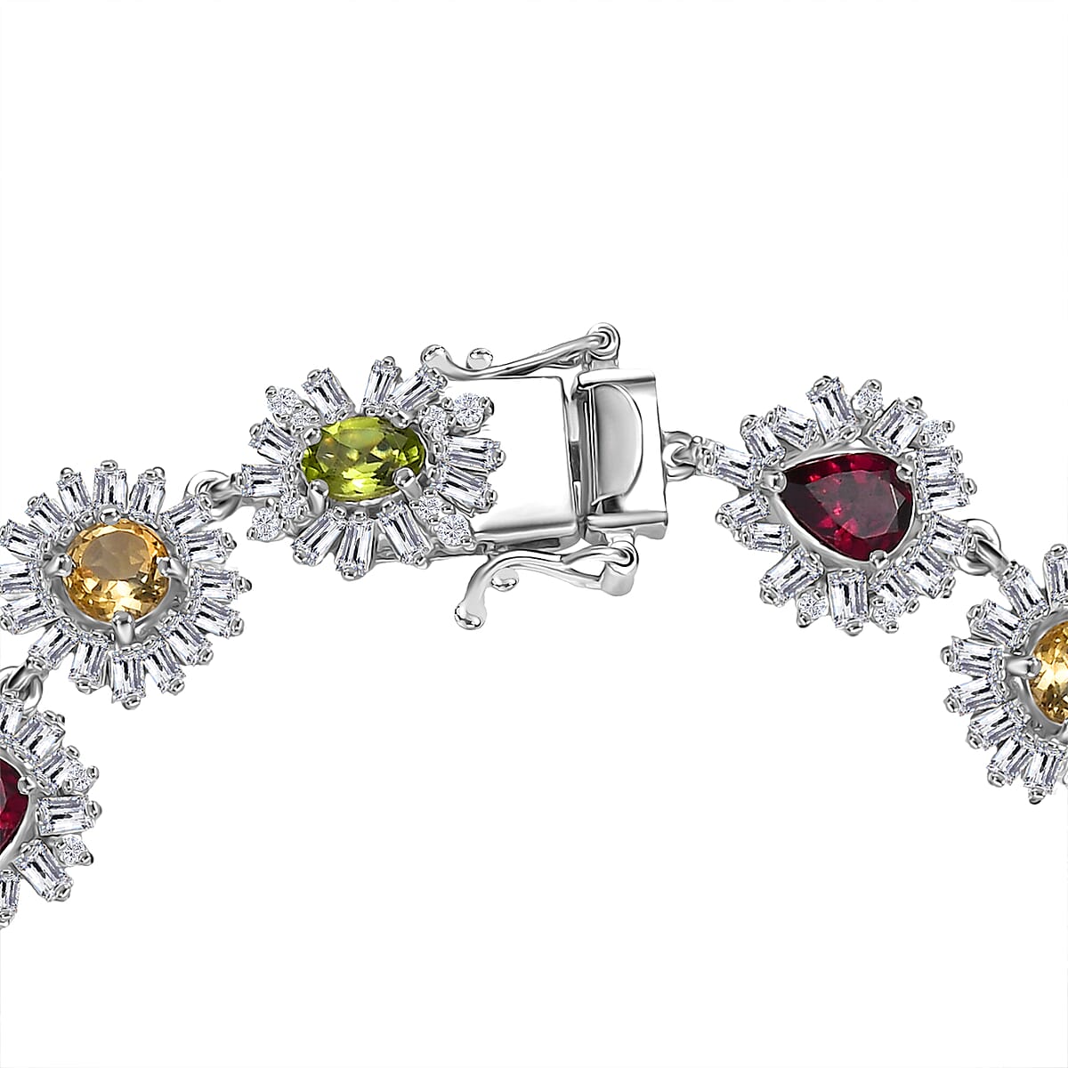 Multi Gemstone Bracelet in Rhodium Over Sterling Silver (6.50 In) 16.40 ctw image number 4