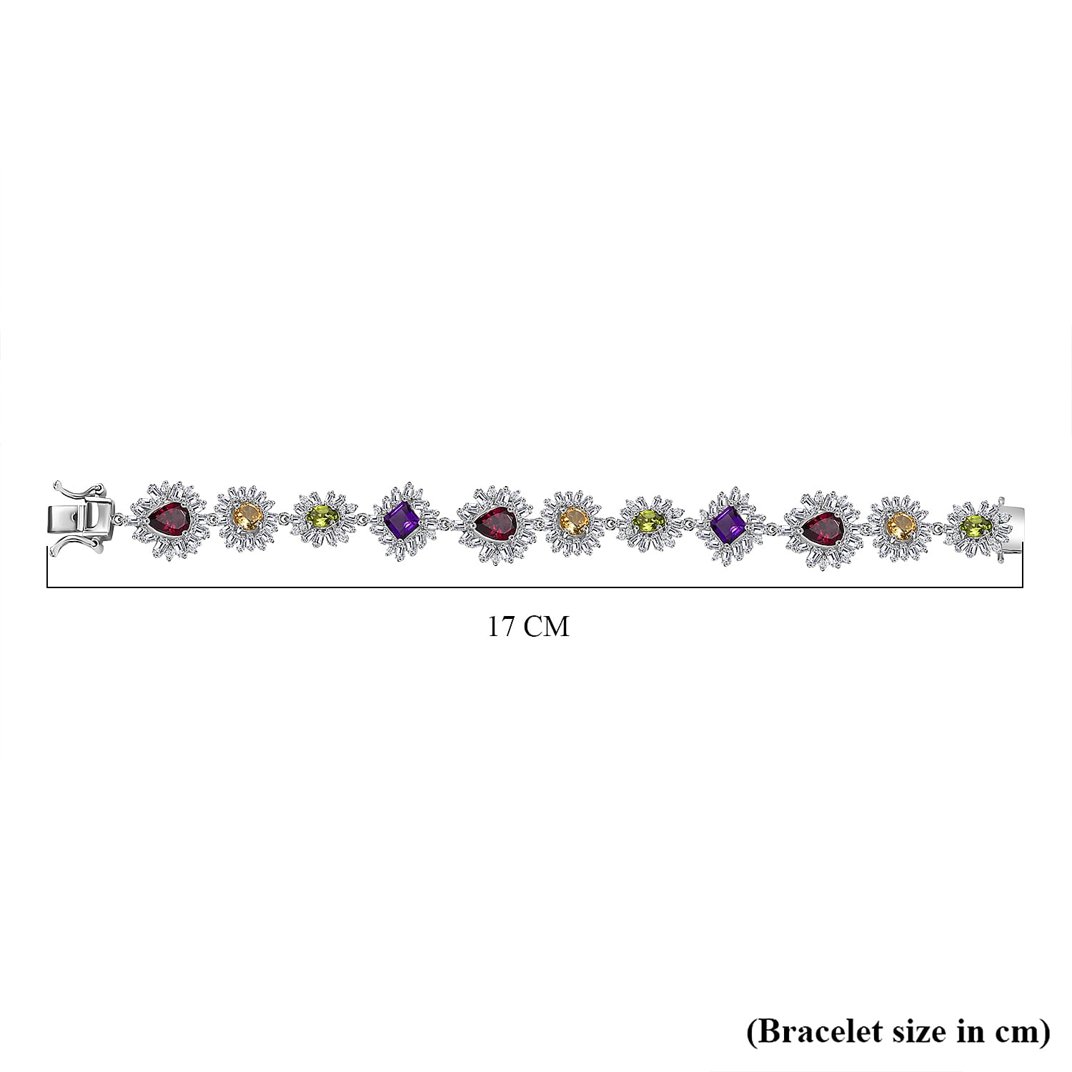 GP Italian Garden Collection Multi Gemstone 13.50 ctw Bracelet in Rhodium Over Sterling Silver (6.50 In)