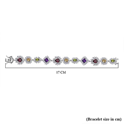 GP Italian Garden Collection Multi Gemstone 13.50 ctw Bracelet in Rhodium Over Sterling Silver (6.50 In)