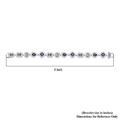 GP Italian Garden Collection Multi Gemstone 14.10 ctw Bracelet in Rhodium Over Sterling Silver (7.25 In)