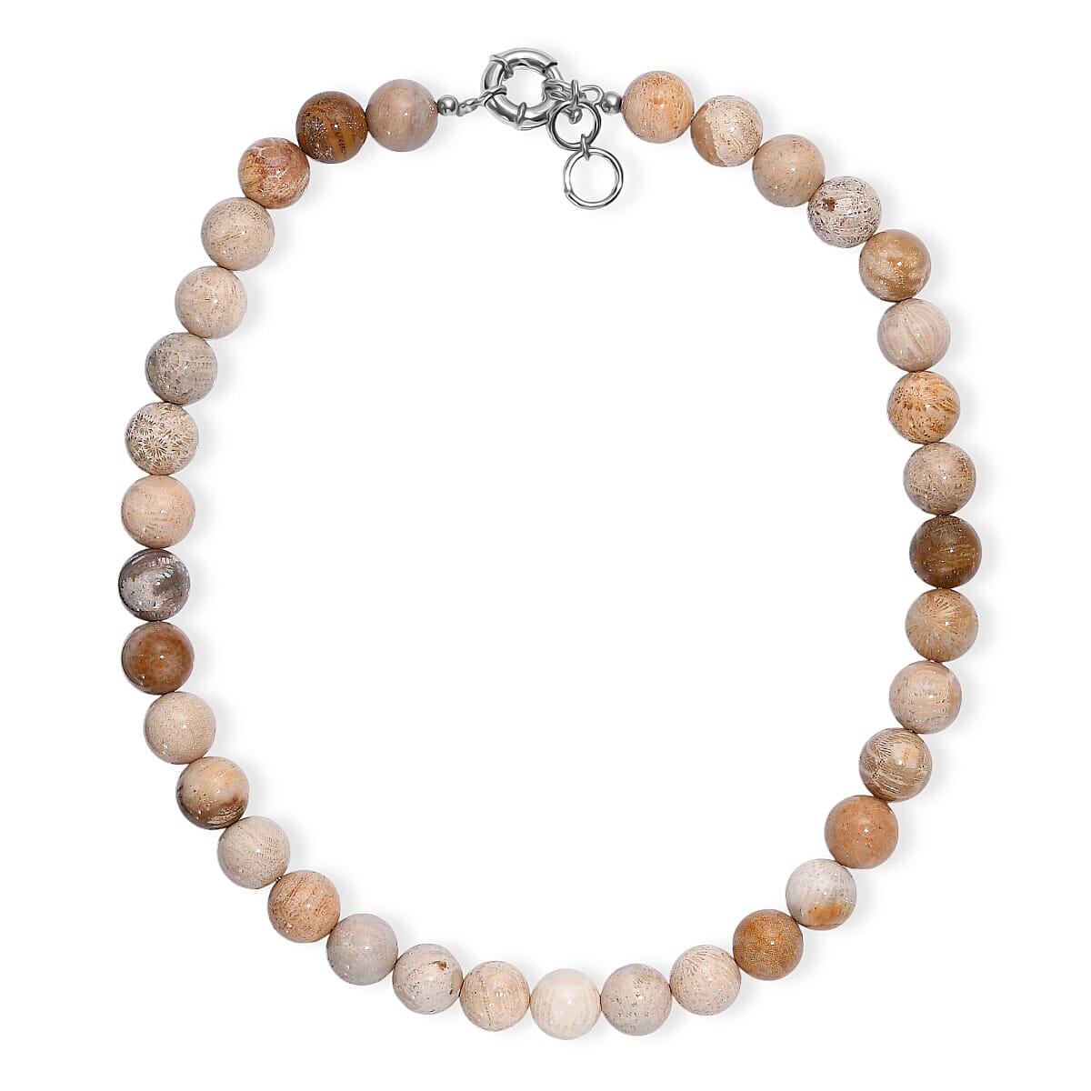Multi Color Fossil Coral 425.00 ctw Beaded Necklace in Platinum Bond 18 Inches image number 3