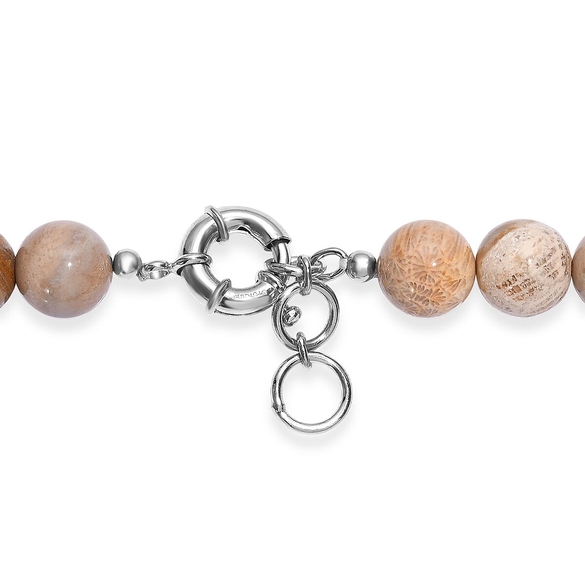 Multi Color Fossil Coral 425.00 ctw Beaded Necklace in Platinum Bond 18 Inches image number 4