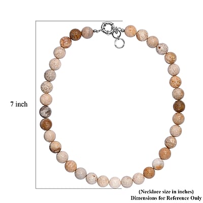 Multi Color Fossil Coral 425.00 ctw Beaded Necklace in Platinum Bond 18 Inches