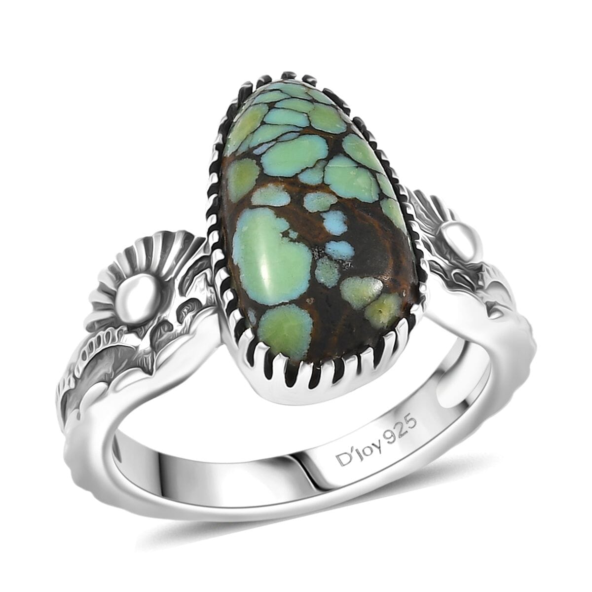 D'Joy Artisan Crafted Whispering Web Turquoise 4.10 ctw Forest Web Ring in Sterling Silver (Size 7.0) image number 0