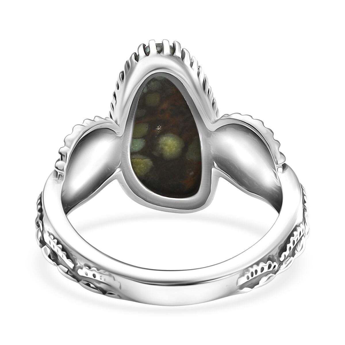 D'Joy Artisan Crafted Whispering Web Turquoise 4.10 ctw Forest Web Ring in Sterling Silver (Size 7.0) image number 4