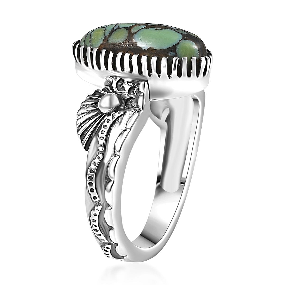 D'Joy Artisan Crafted Whispering Web Turquoise 4.10 ctw Ring in Sterling Silver (Size 9.0) image number 3