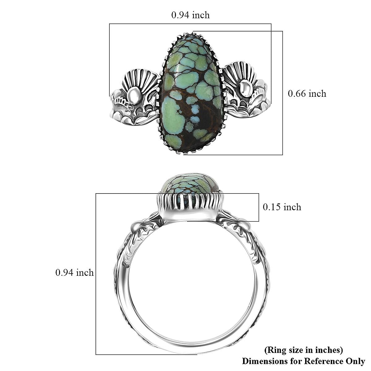 D'Joy Artisan Crafted Whispering Web Turquoise 4.10 ctw Ring in Sterling Silver (Size 9.0) image number 5