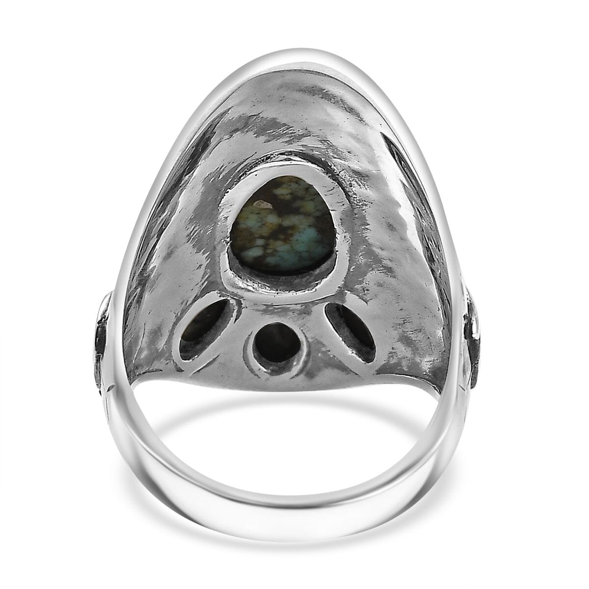 D'Joy Artisan Crafted Whispering Web Turquoise and White Buffalo 4.40 ctw Bear, Kokopelli and Bull Ring in Sterling Silver (Size 7.0) image number 4