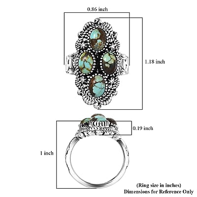 D'Joy Artisan Crafted Whispering Web Turquoise 3.50 ctw Ring in Sterling Silver (Size 10.0)
