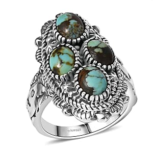 D'Joy Artisan Crafted Whispering Web Turquoise 3.50 ctw Ring in Sterling Silver (Size 7.0)