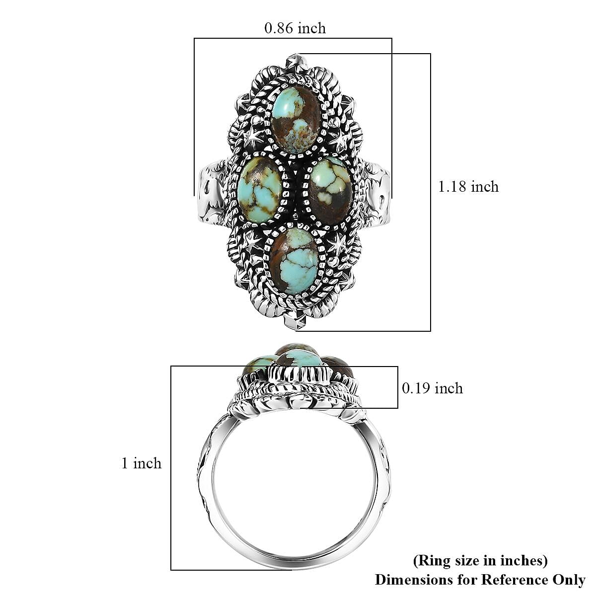 D'Joy Artisan Crafted Whispering Web Turquoise 3.50 ctw Ring in Sterling Silver (Size 7.0) image number 5
