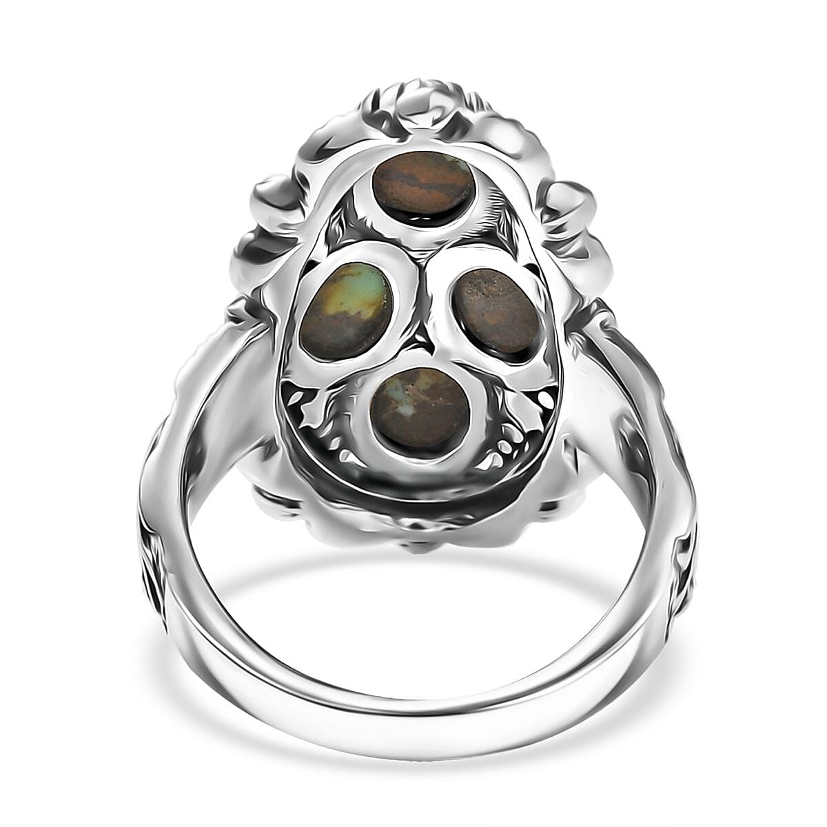 D'Joy Artisan Crafted Whispering Web Turquoise 3.50 ctw Ring in Sterling Silver (Size 8.0) image number 4