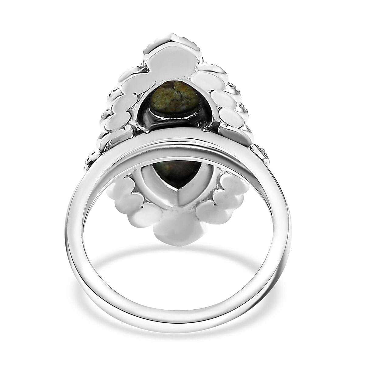 D'Joy Artisan Crafted Whispering Web Turquoise 3.10 ctw Ring in Sterling Silver (Size 10.0) 