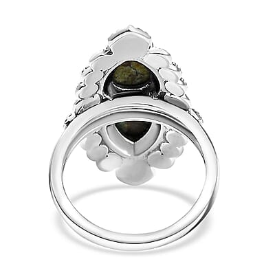 D'Joy Artisan Crafted Whispering Web Turquoise 3.10 ctw Ring in Sterling Silver (Size 10.0) 