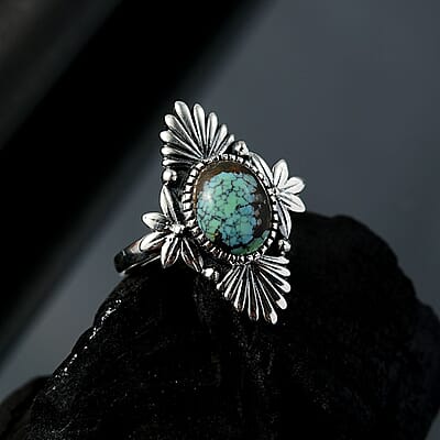 D'Joy Artisan Crafted Whispering Web Turquoise 2.60 ctw Ring in Sterling Silver (Size 10.0) 