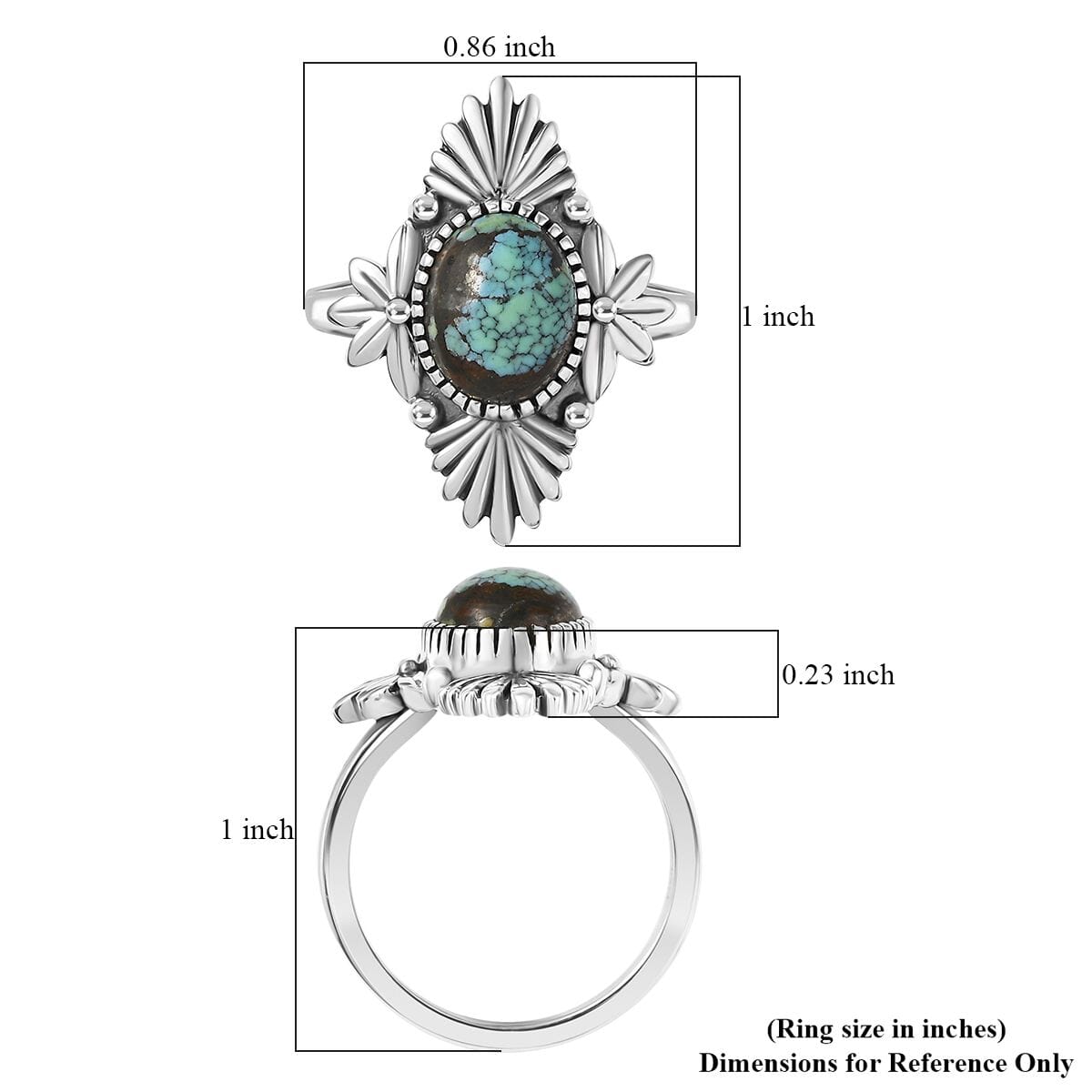 D’Joy Artisan Crafted Whispering Web Turquoise 2.60 ctw Ring in Sterling Silver (Size 5.0)  image number 5
