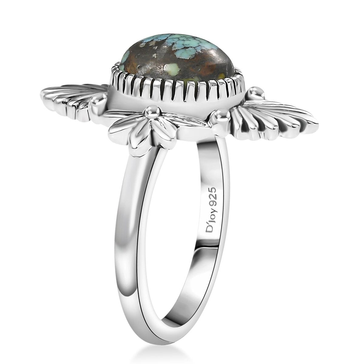 D’Joy Artisan Crafted Whispering Web Turquoise 2.60 ctw Desert Bloom Ring in Sterling Silver (Size 7.0)  image number 3