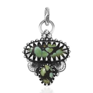 D’Joy Artisan Crafted Whispering Web Turquoise 2.65 ctw Sacred Pendant in Sterling Silver 