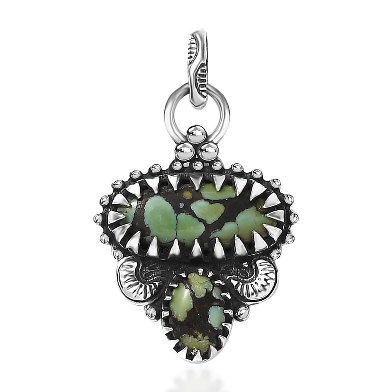 D'Joy Artisan Crafted Whispering Web Turquoise 2.65 ctw Pendant without Chain in Sterling Silver 