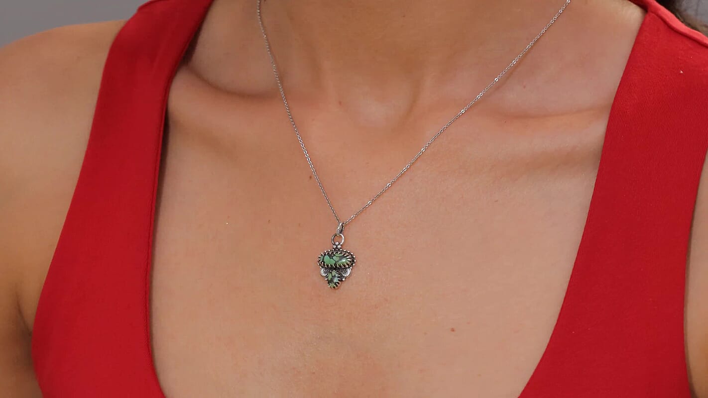 D'Joy Artisan Crafted Whispering Web Turquoise 2.65 ctw Pendant without Chain in Sterling Silver